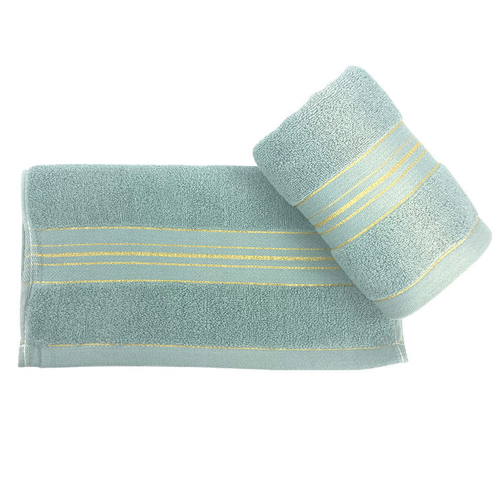 Terry-Bath Towel Set With Elegant Striped Border Bowlift