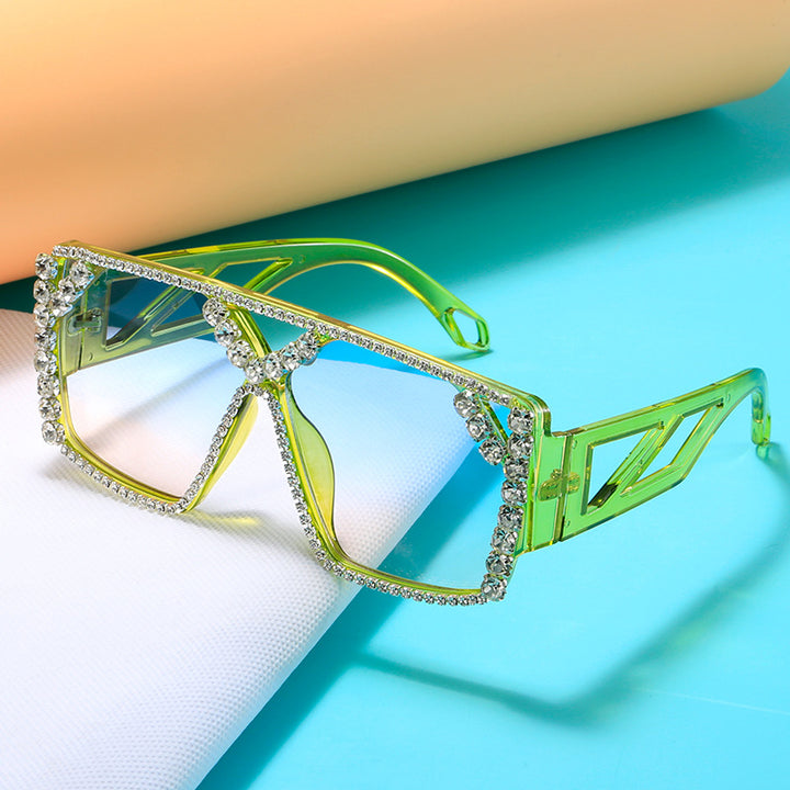 Women's Glamorous Oversized Sunglasses with Sparkling Frame and UV Protection Bowlift