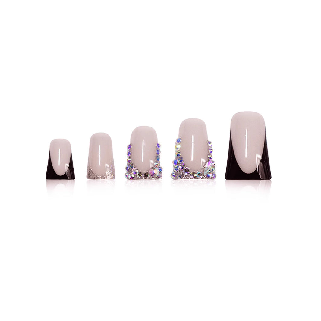 Elegant Rhinestone-Embellished Nail Extensions Bowlift