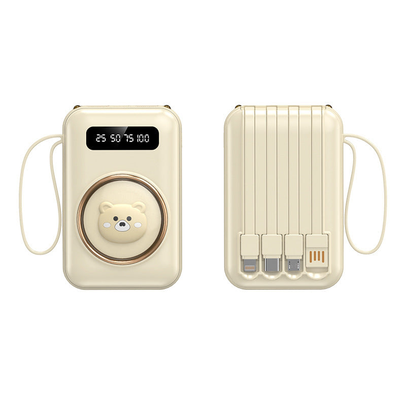 Funny power bank with integrated charging cables Bowlift