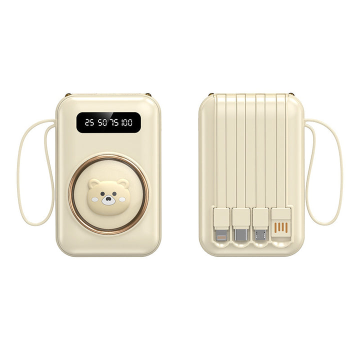 Funny power bank with integrated charging cables Bowlift