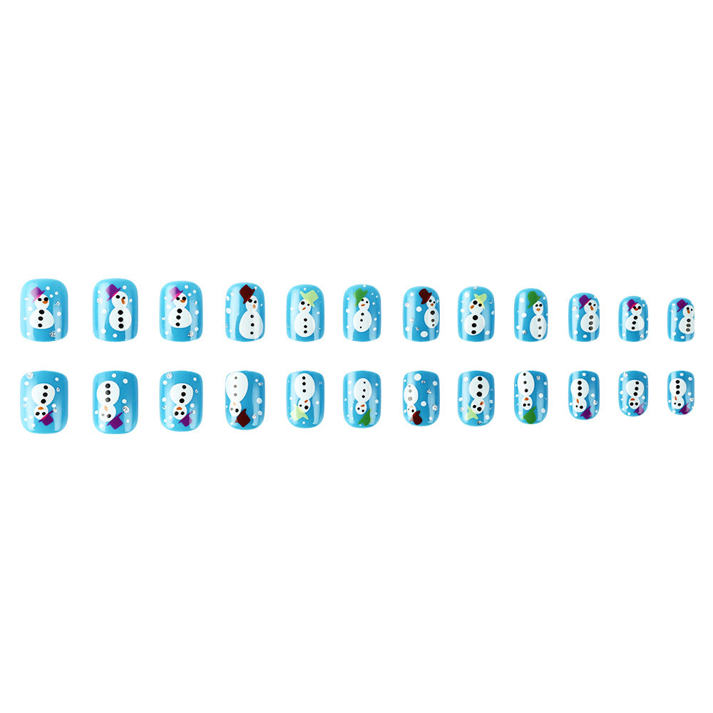 Seasonal Snowman Press-On Nail Art Bowlift