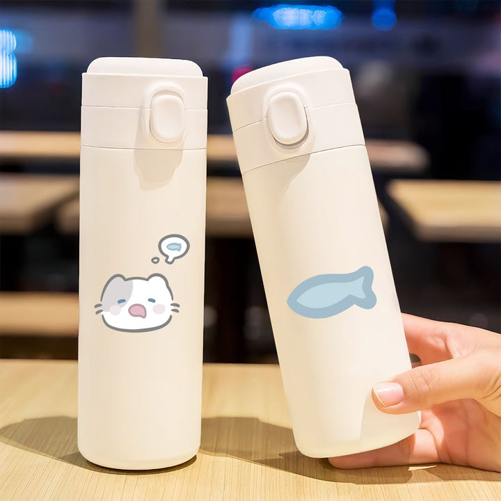 Women's insulated drinking bottle with secure flip-top lid and cute cat design Bowlift
