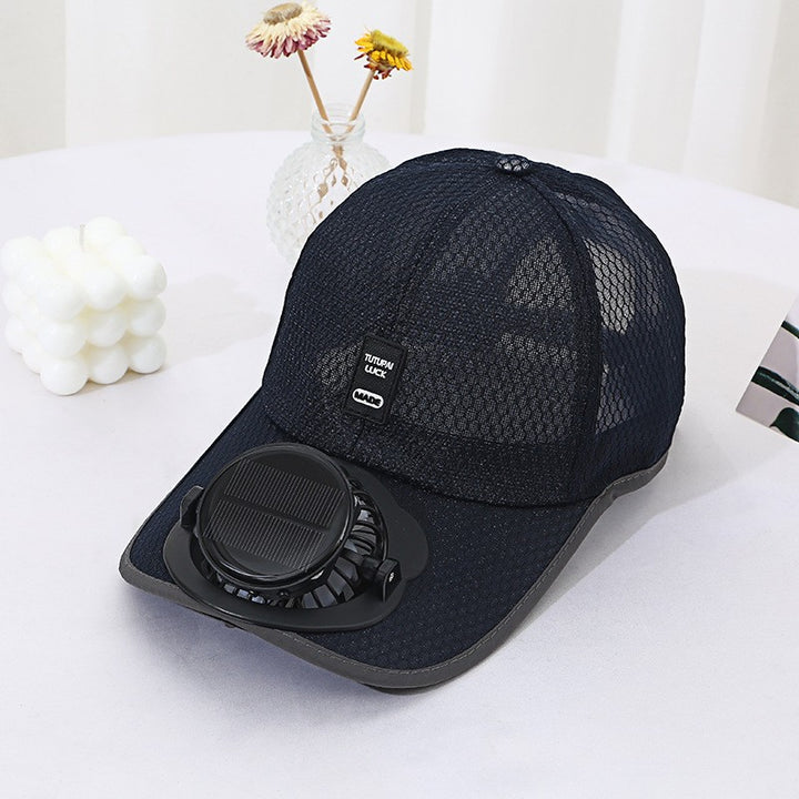 Solar-powered Fan Cap with integrated fan and breathable mesh Bowlift