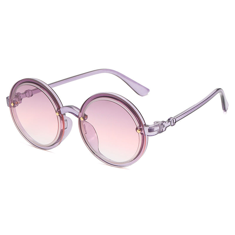 Women Round Sunglasses with Transparent Frame Bowlift
