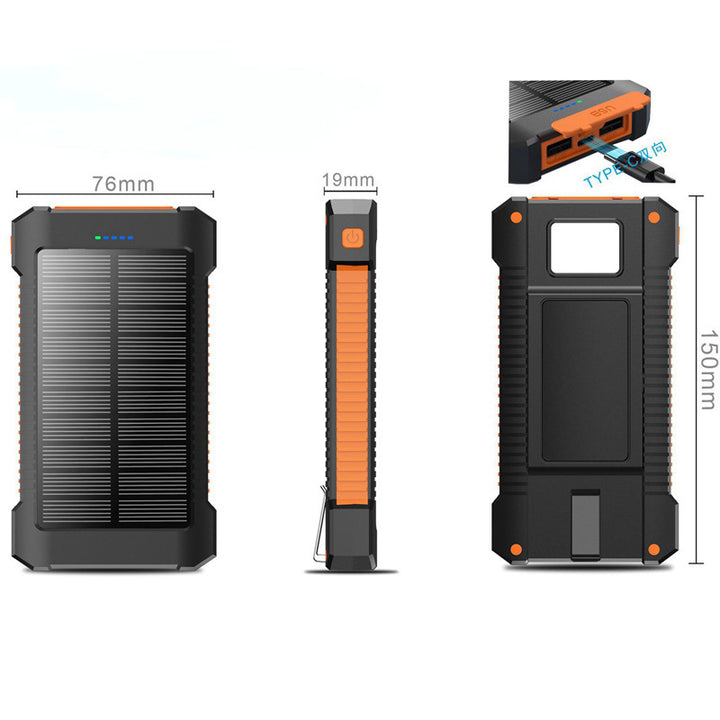 Robust Solar Power Bank with Integrated LED Light Bowlift