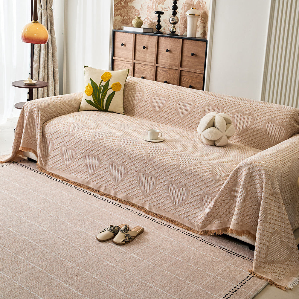 Cozy Heart Pattern Sofa Throw Blanket
