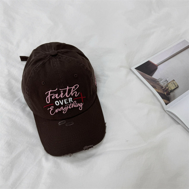 Women's Distressed Embroidered Baseball Cap Bowlift