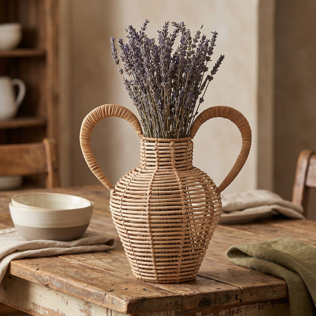 Decorative vase made of woven natural material Bowlift