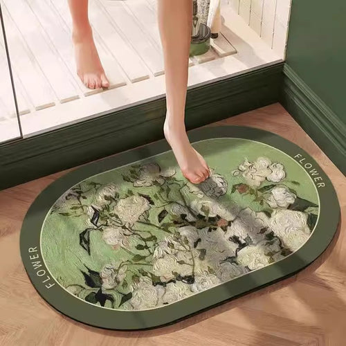 Floral-Patterned Memory Foam Bath Mat