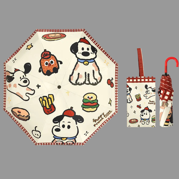 Ladies Foldable Umbrella with Playful Animal Design Bowlift