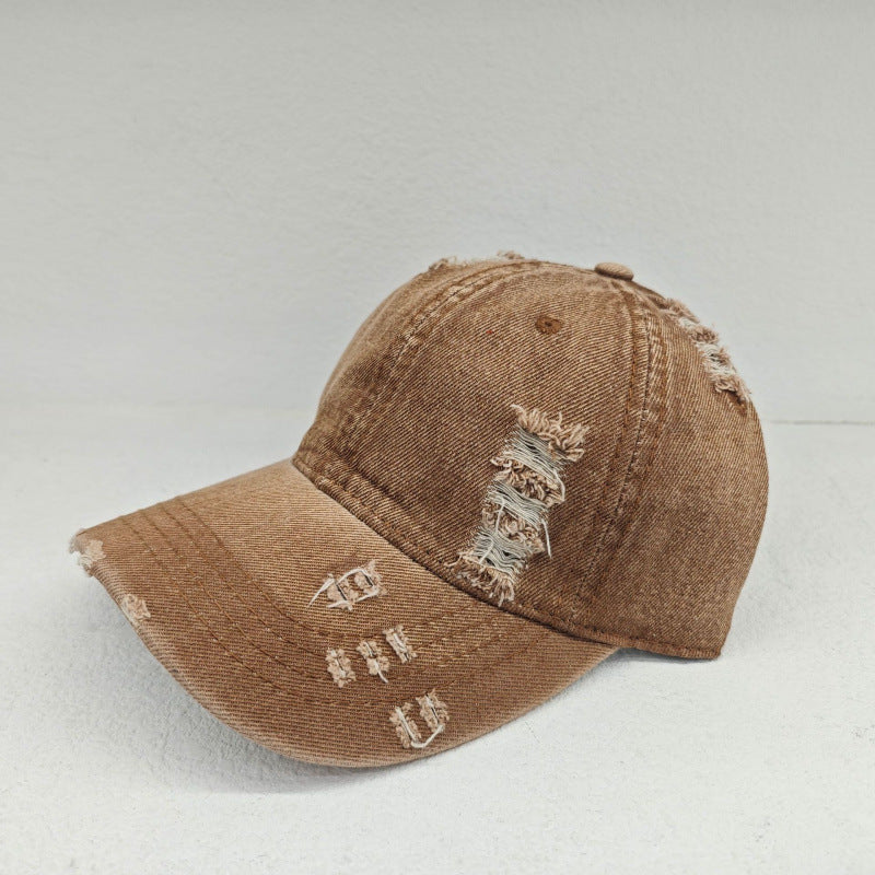 Women's Distressed Casual Denim Baseball Cap Bowlift