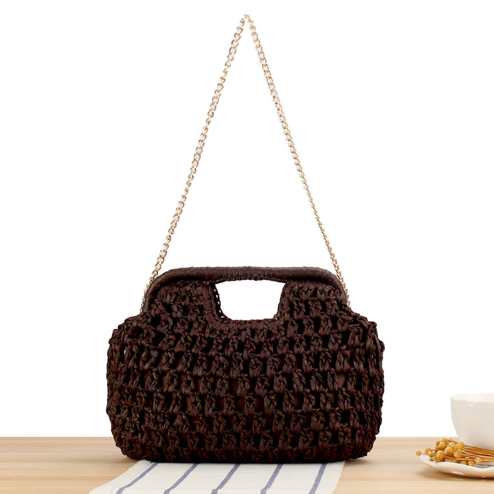 Braided handbag with elegant chain strap Bowlift