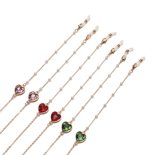 Heart-Shaped Crystal Eyewear Chain Bowlift