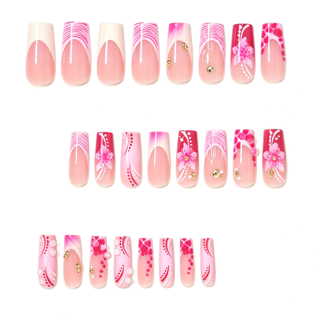 Artistic Decorated Press-On Nail Set Bowlift