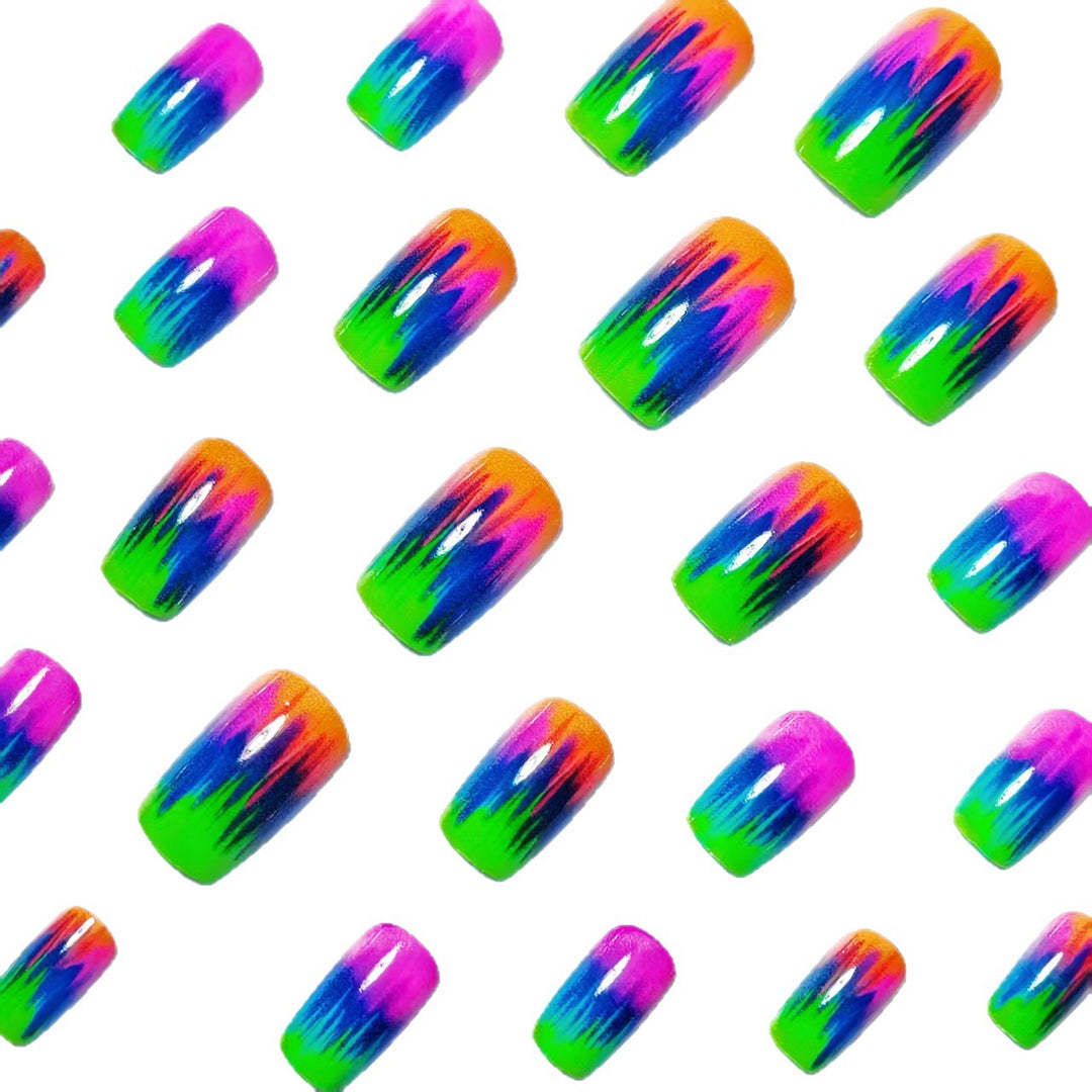 Creative Nail Art in Modern Neon Gradient Design Bowlift