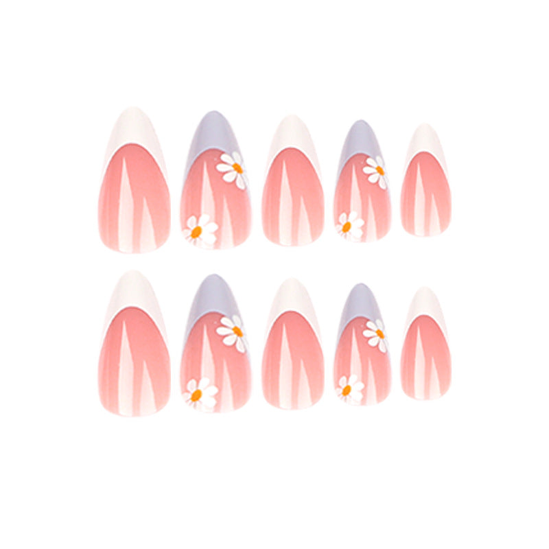 Elegant artificial nail design with delicate flower and ombre effects Bowlift