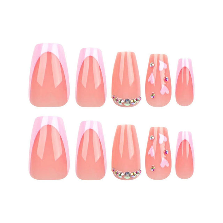 Elegant Long Press-On Nail Set with Rhinestone Accents Bowlift