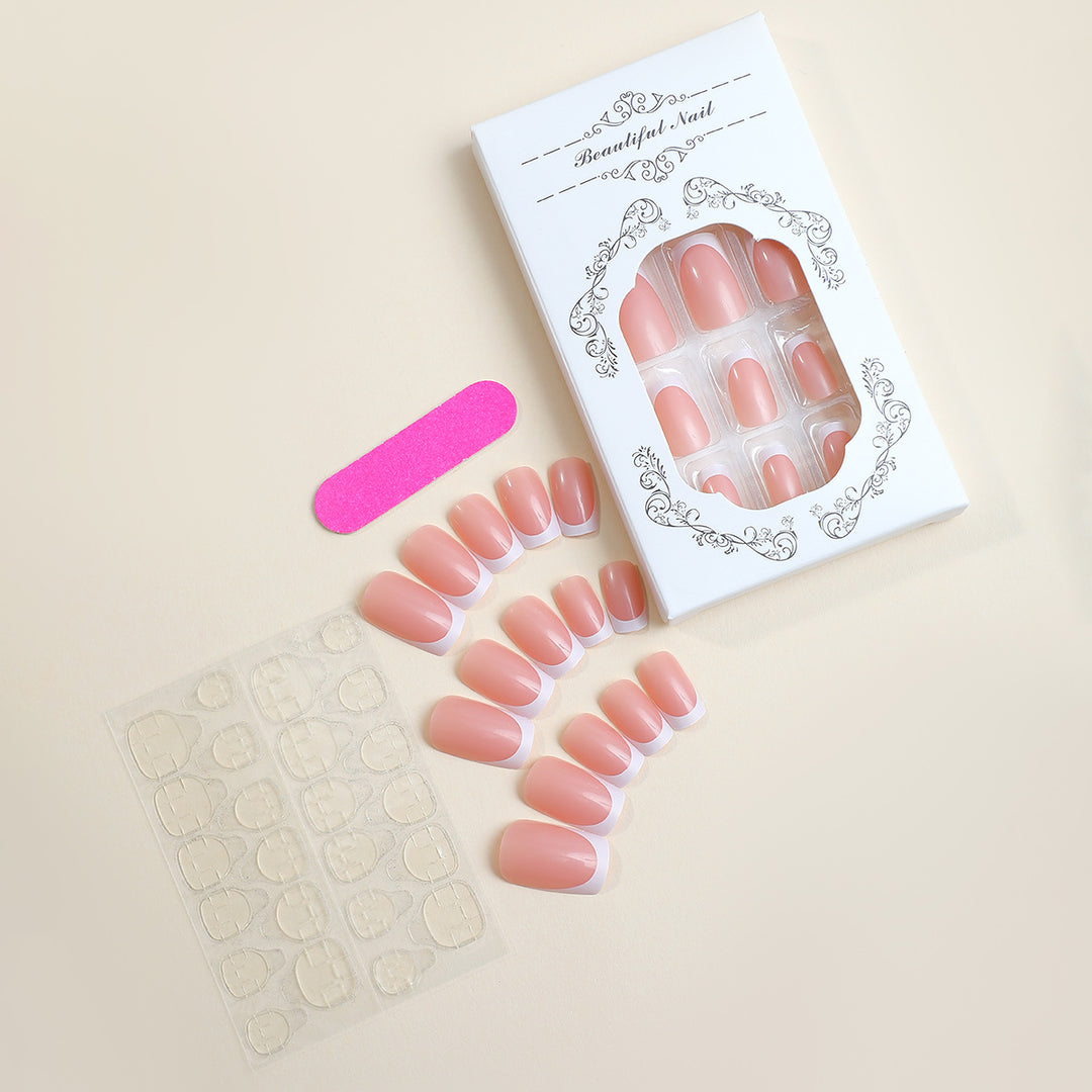Press-On French Tip Nail Set Bowlift