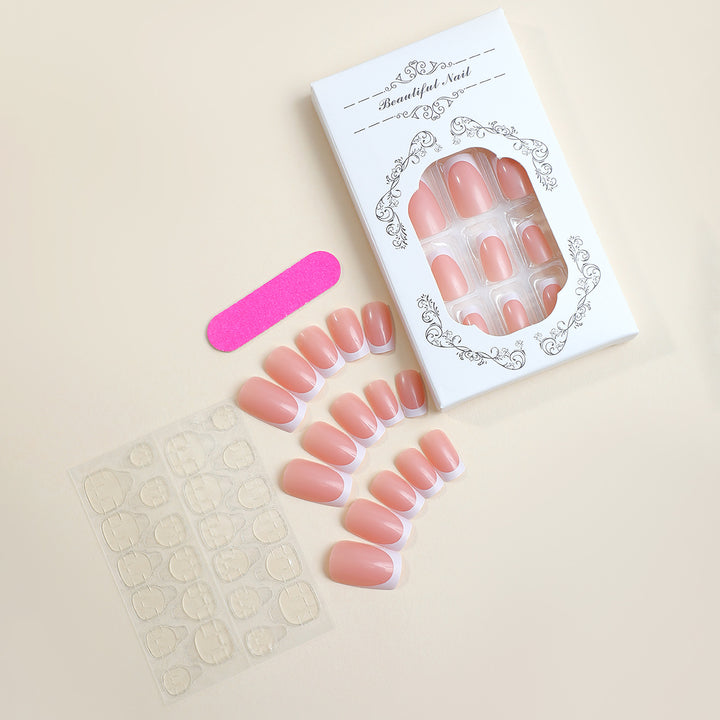 Press-On French Tip Nail Set Bowlift