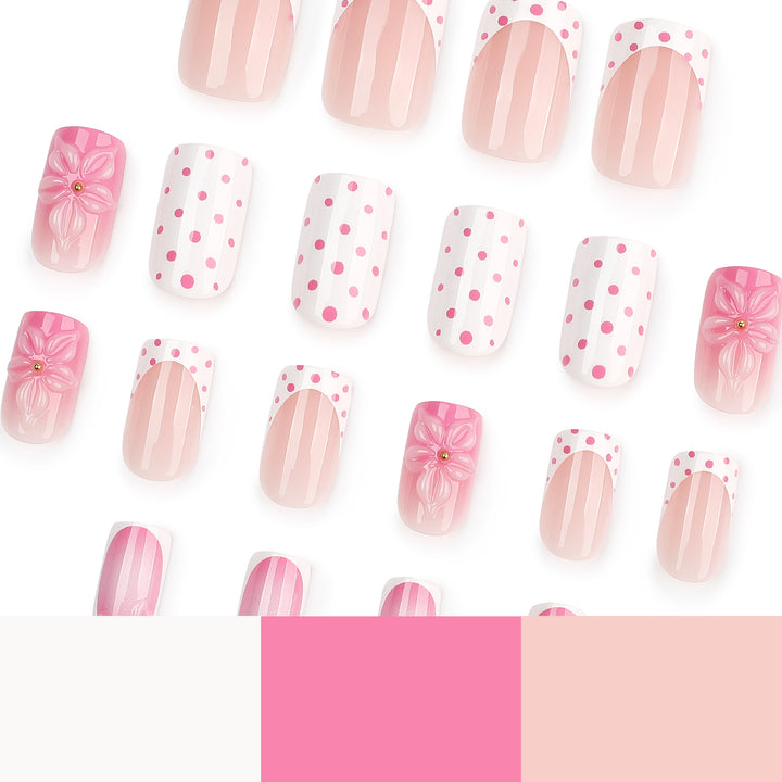 Artificial nail art with trendy flower decor and dots Bowlift