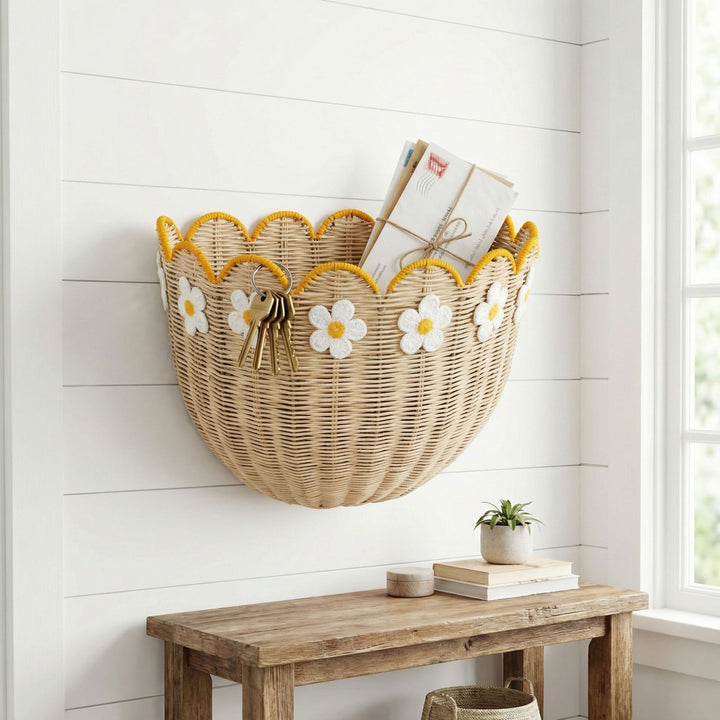 Wall basket with floral pattern Bowlift