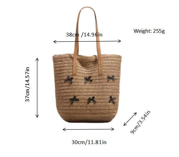 Braided Bast Bag with Decorative Bow Design Bowlift