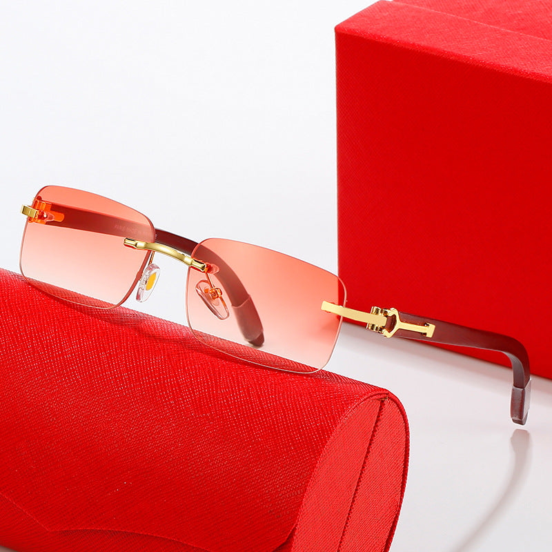 Women's fashionable semi-rimless sunglasses with luxurious metal and plastic frame Bowlift