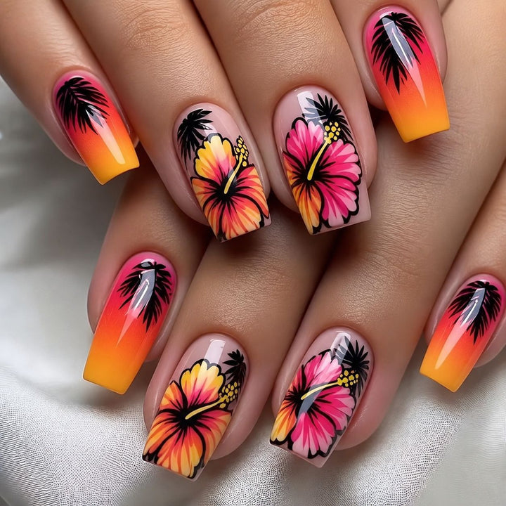 Tropical design artificial nails Bowlift