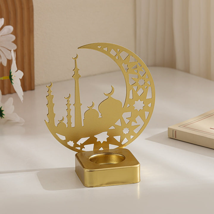 Decorative Crescent Mosque Metal Tealight Candle Holder Bowlift