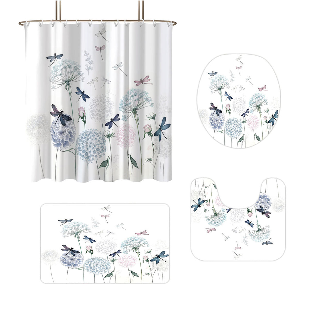 Artistic Dragonfly-Themed Four-Piece Digital Bathroom Set Bowlift