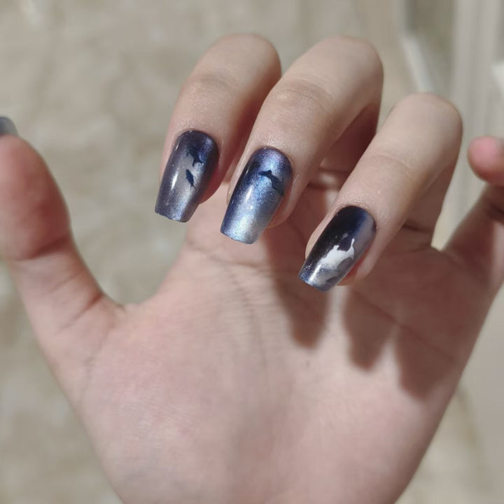Artistic Ocean-Themed Press-On Nail Art Set Bowlift