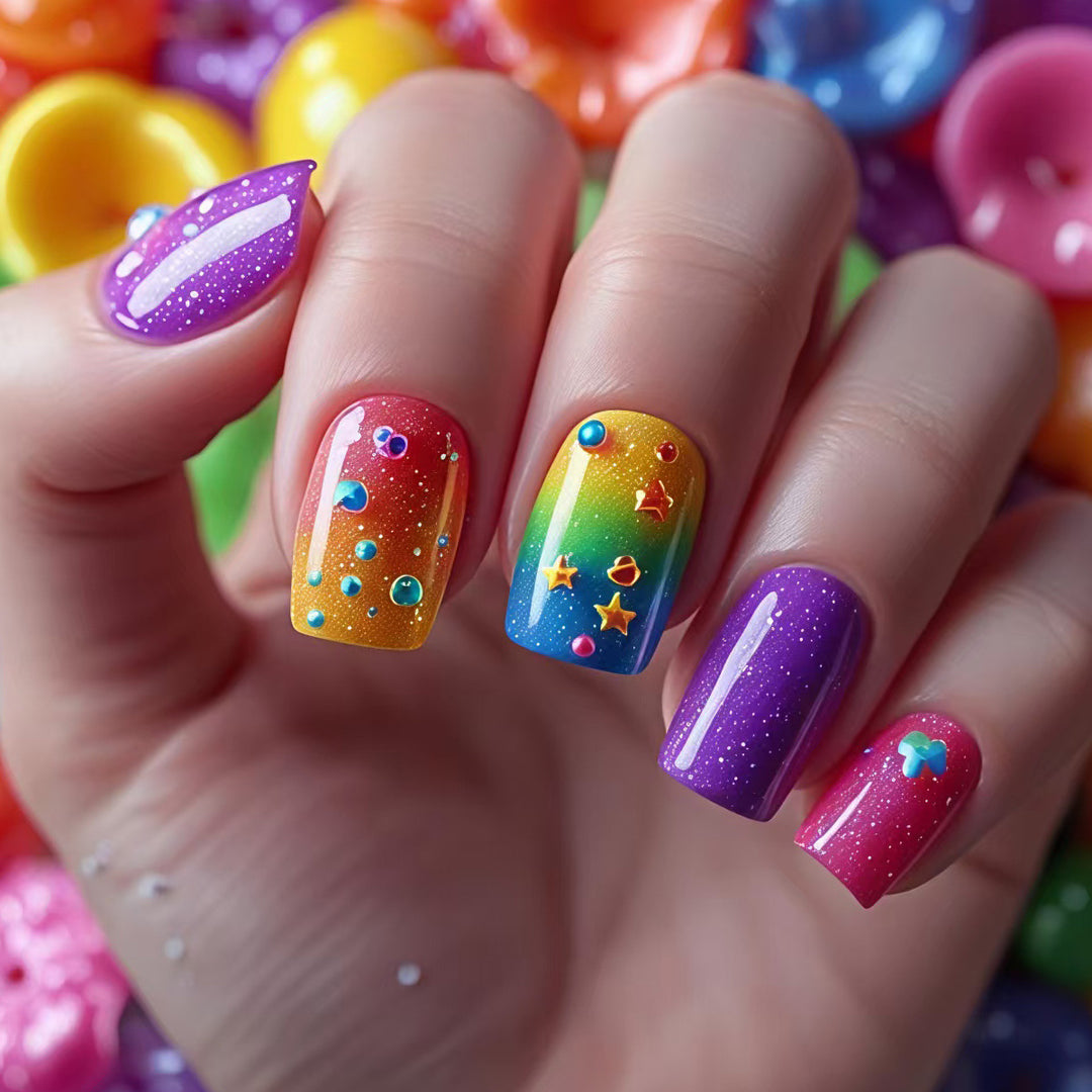 Creative Rainbow Gradient Nail Art Bowlift