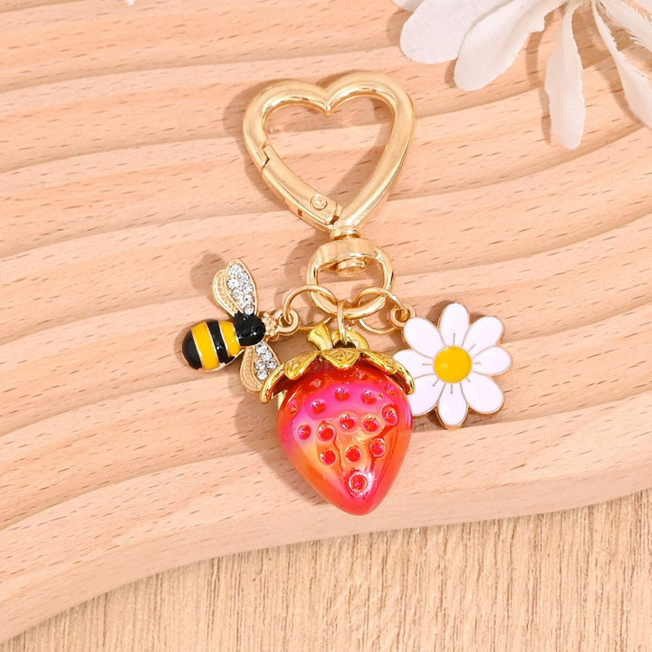 Keychain with Fruity Strawberry Design Bowlift