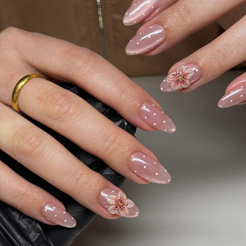 Premium Adhesive Press-On Nail Set with Floral Patterns Bowlift
