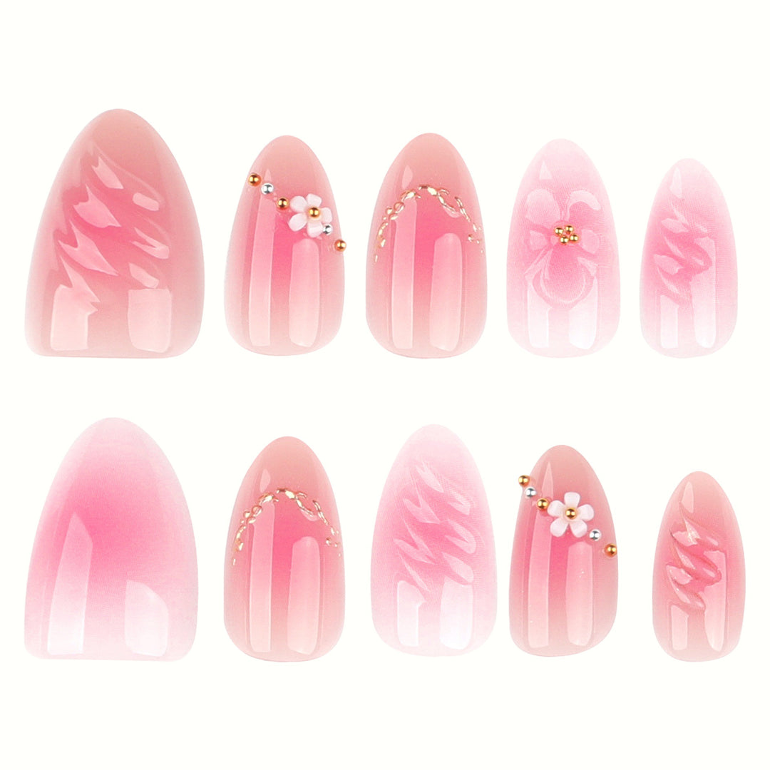 Elegant Floral 3D Press-On Nail Set Bowlift