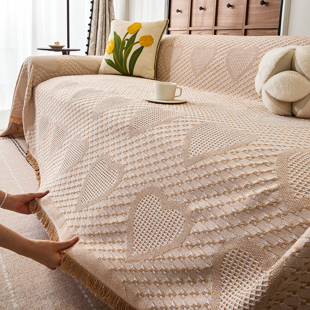 Cozy Heart Pattern Sofa Throw Blanket