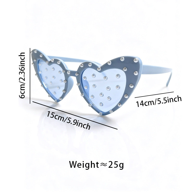 Pearl-Embellished Heart-Shaped Sunglasses Bowlift