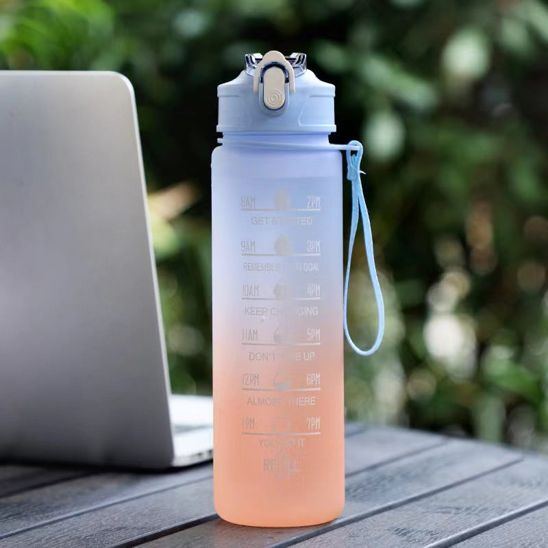 Women's Motivation Water Bottle with Integrated Time Marking Bowlift