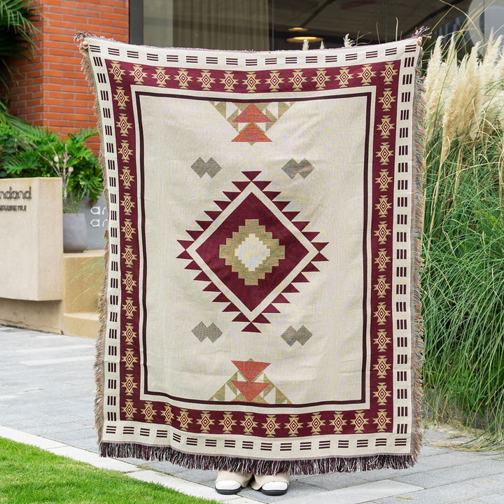 Decorative Geometric Fringe Throw Blanket