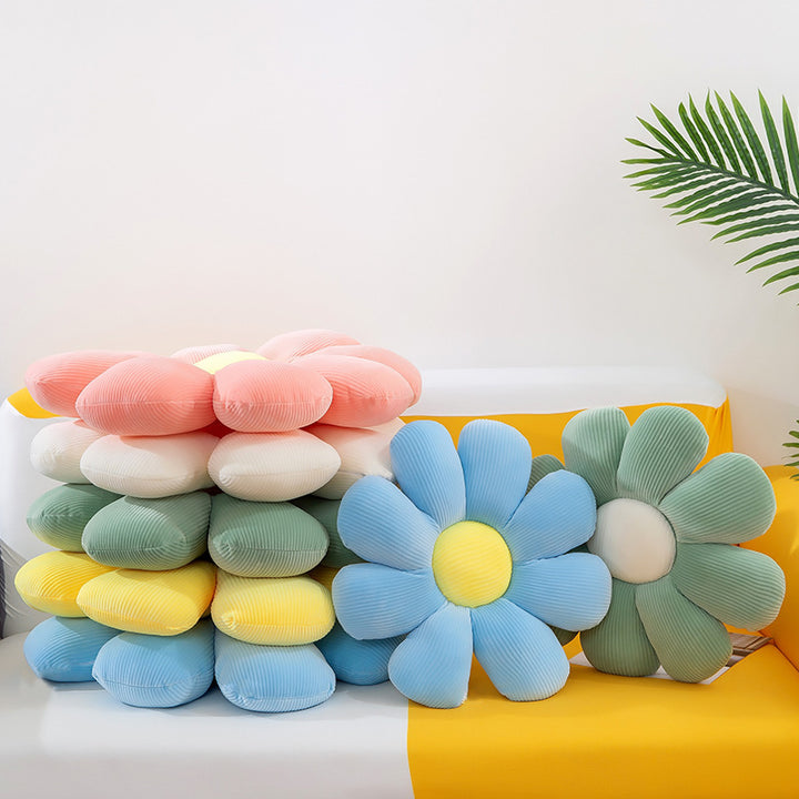 Plush Daisy Throw Pillow with Ribbed Velvet Petals Bowlift