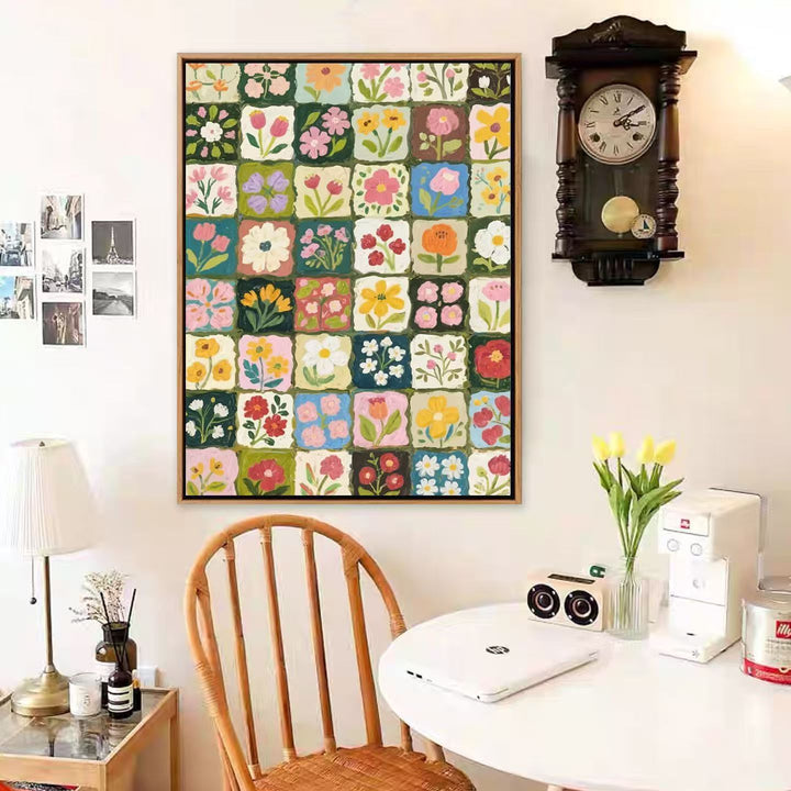 Colorful Floral Motif Canvas Art Print Bowlift