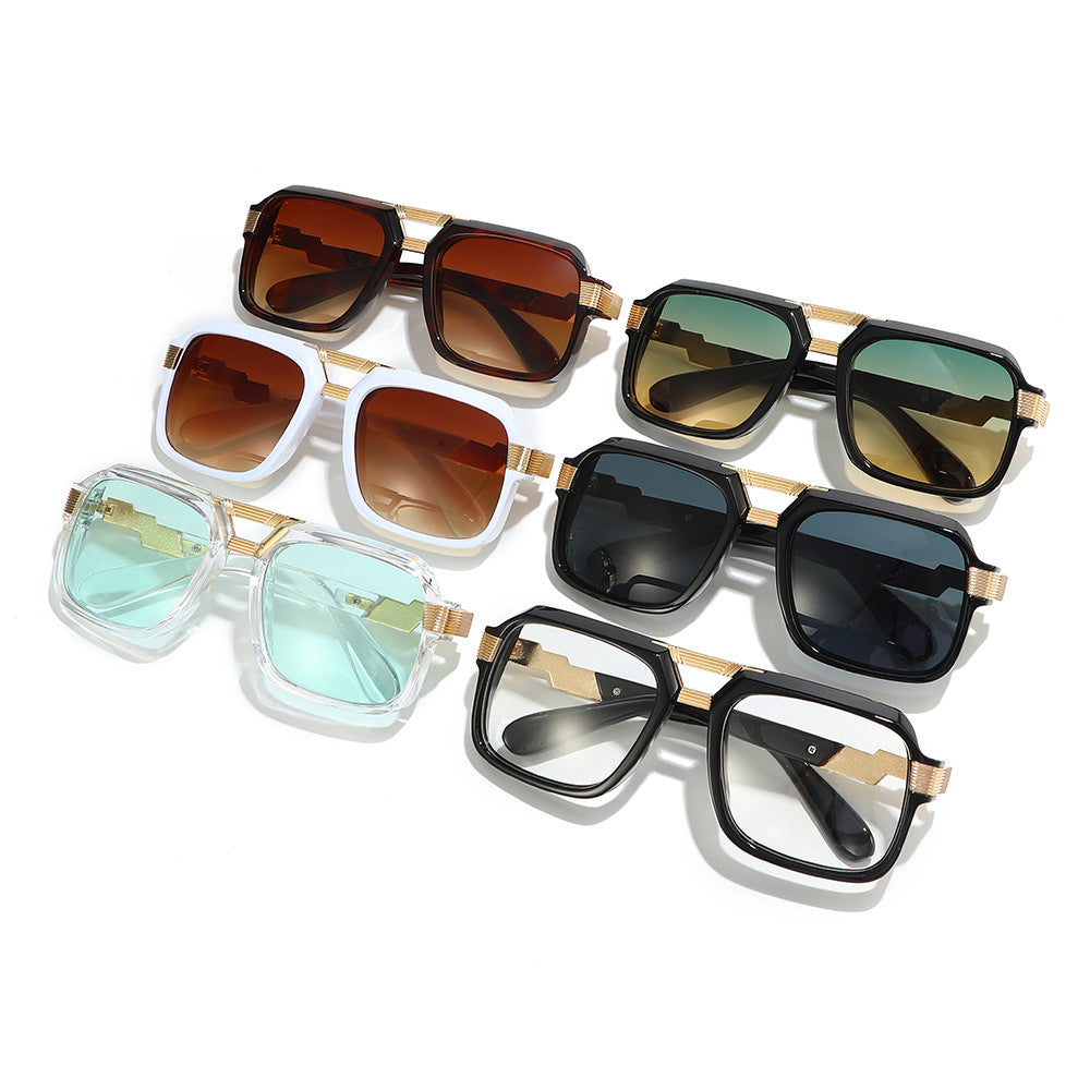 Oversized Square Sunglasses with Metallic Detailing Bowlift