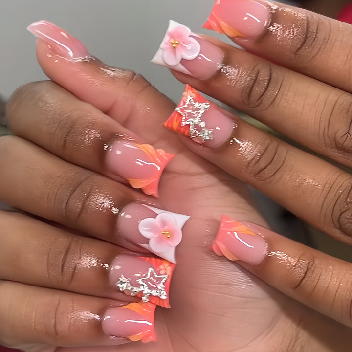 Floral Accented Press-On Nail Extensions Bowlift