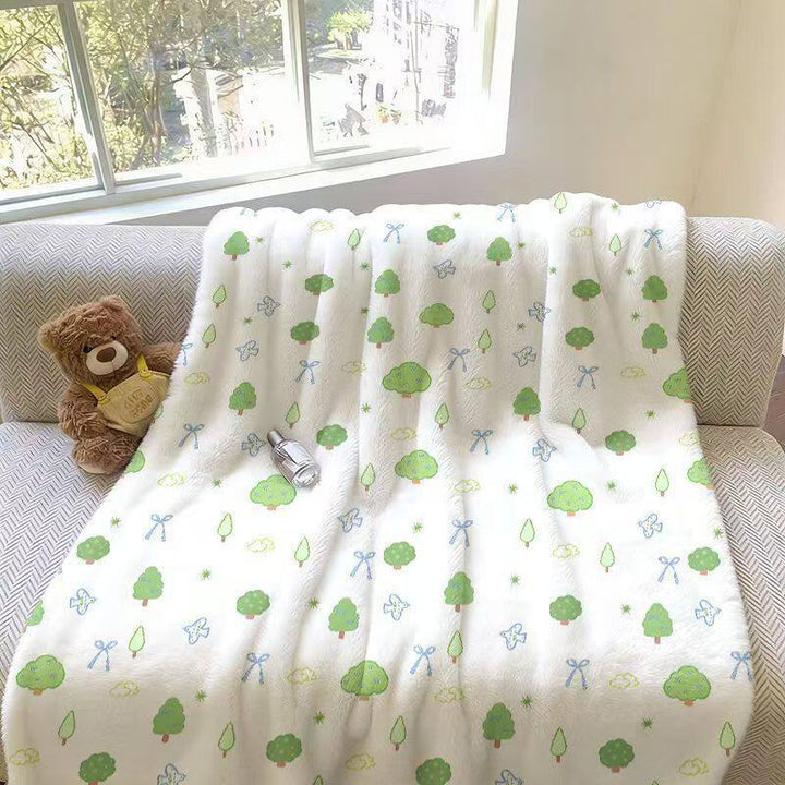 Floral Pattern Plush Throw Blanket