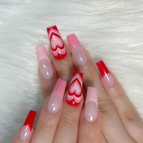 Artistic acrylic nails with heart design Bowlift