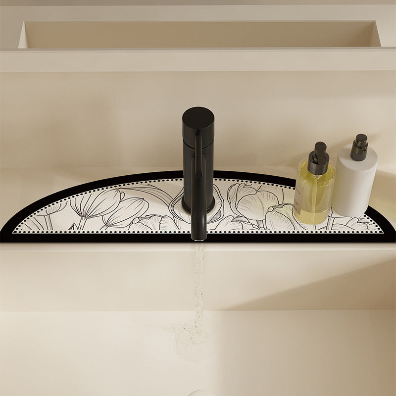 Decorative Semi-Circle Sink Faucet Splash Mat Bowlift
