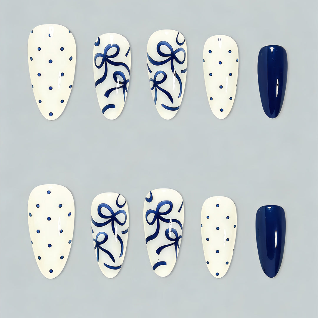 Artistic Bow and Dot Press-On Nail Set Bowlift