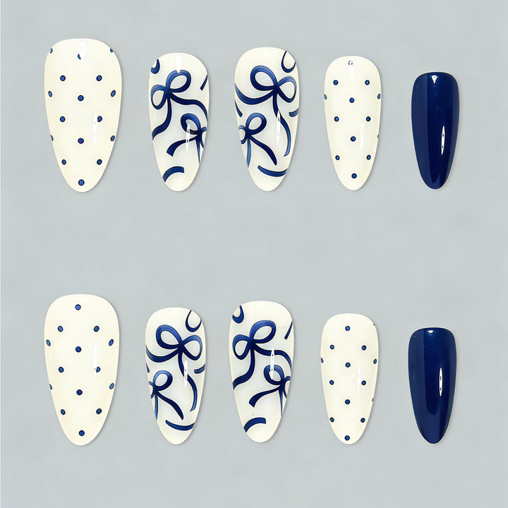 Artistic Bow and Dot Press-On Nail Set Bowlift