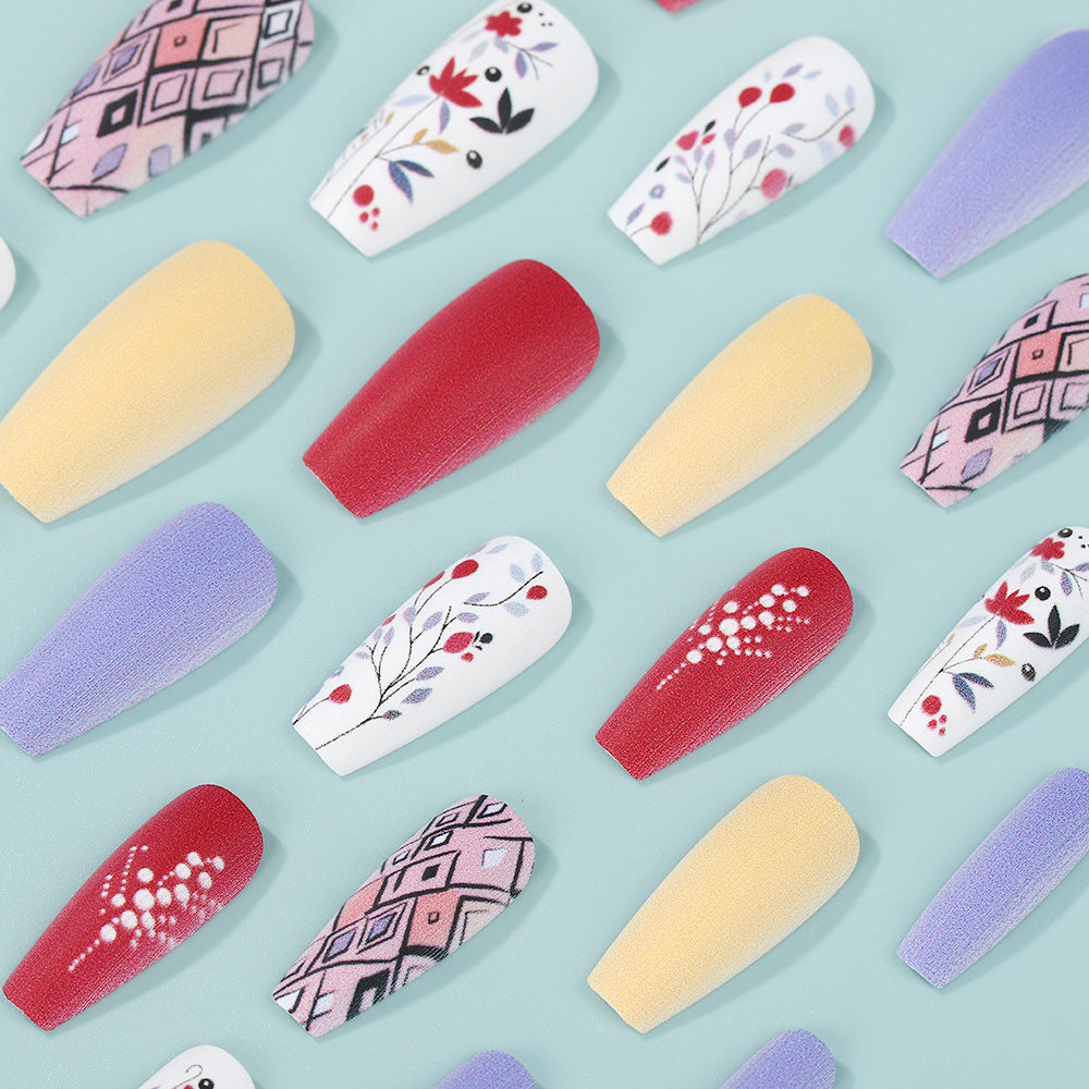 Artificial Nails Set with Floral and Geometric Patterns Bowlift